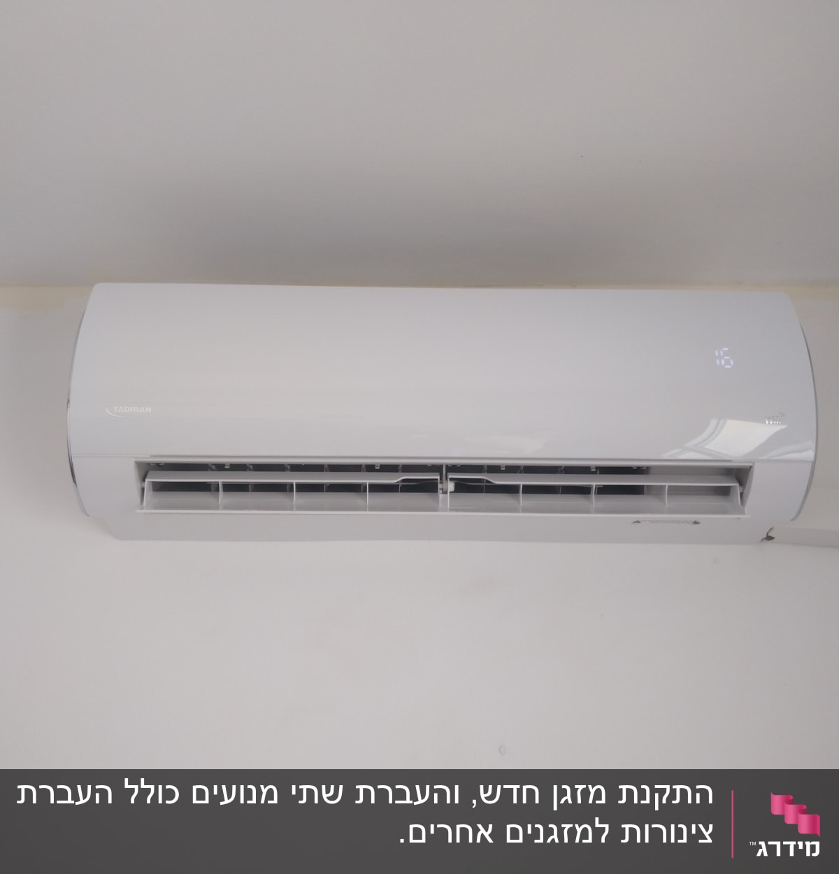 יחידת מיזוג אוויר לבנה מותקנת על קיר